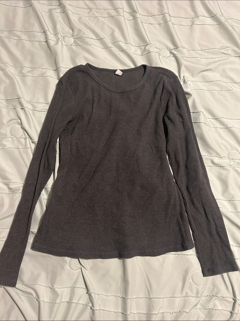 Old Navy Charcoal Ribbed Long-Sleeve Tee